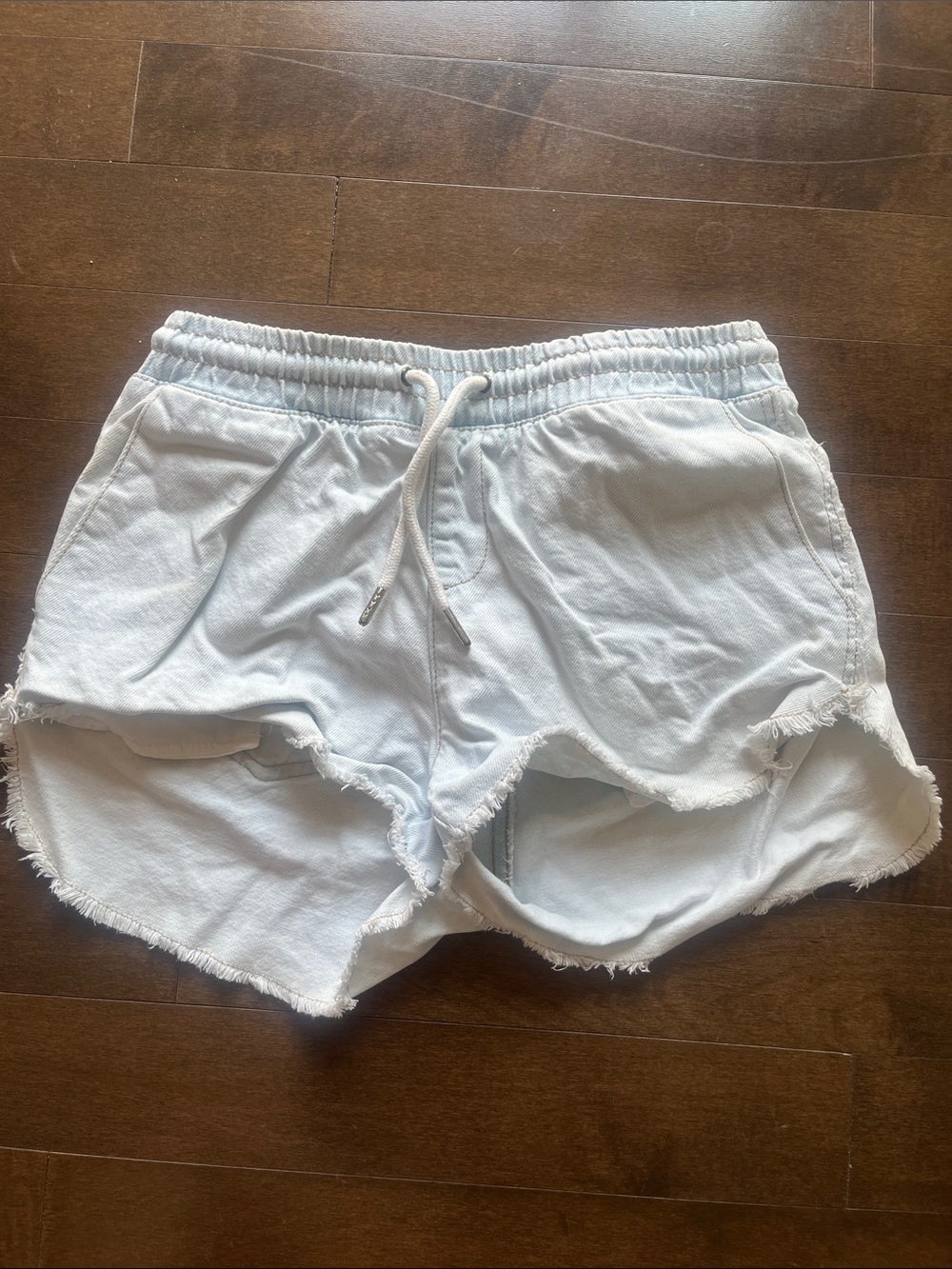 Ardene Light Blue Frayed Hem Jean Shorts with Drawstring